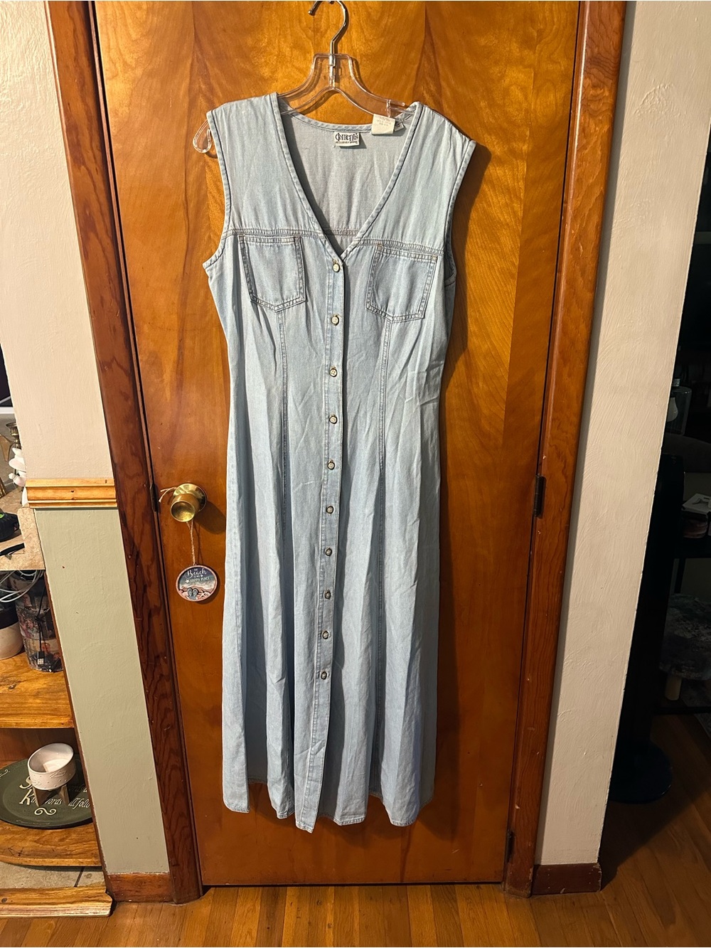 Elements Light Blue Denim Button-Front Maxi Dress size 10